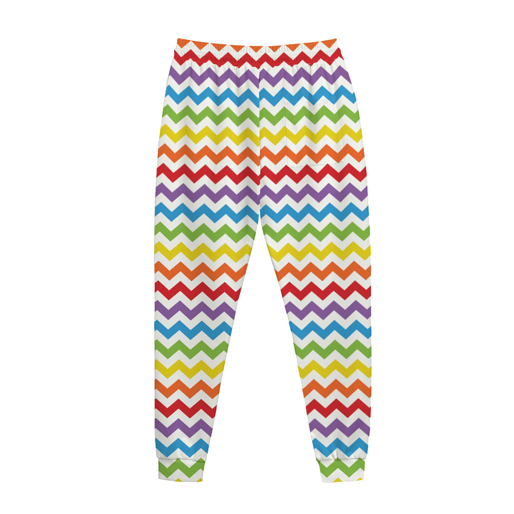 Rainbow Chevron Pattern Print Jogger Pants