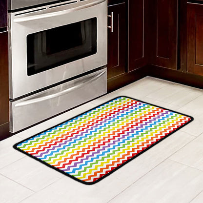 Rainbow Chevron Pattern Print Kitchen Mat