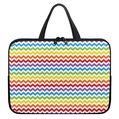 Rainbow Chevron Pattern Print Laptop Sleeve With Handle