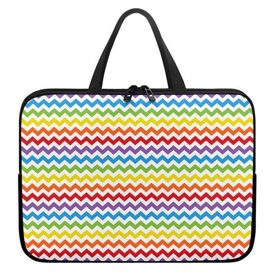 Rainbow Chevron Pattern Print Laptop Sleeve With Handle