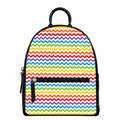 Rainbow Chevron Pattern Print Leather Backpack