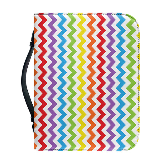 Rainbow Chevron Pattern Print Leather Bible Cover
