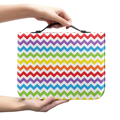 Rainbow Chevron Pattern Print Leather Bible Cover