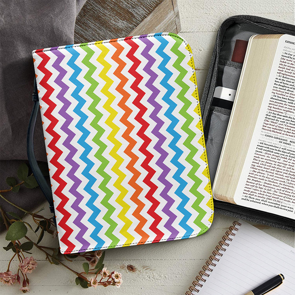 Rainbow Chevron Pattern Print Leather Bible Cover