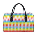Rainbow Chevron Pattern Print Leather Duffel Bag