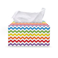 Rainbow Chevron Pattern Print Leather Tissue Box Cover