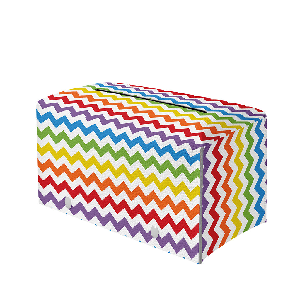 Rainbow Chevron Pattern Print Leather Tissue Box Cover