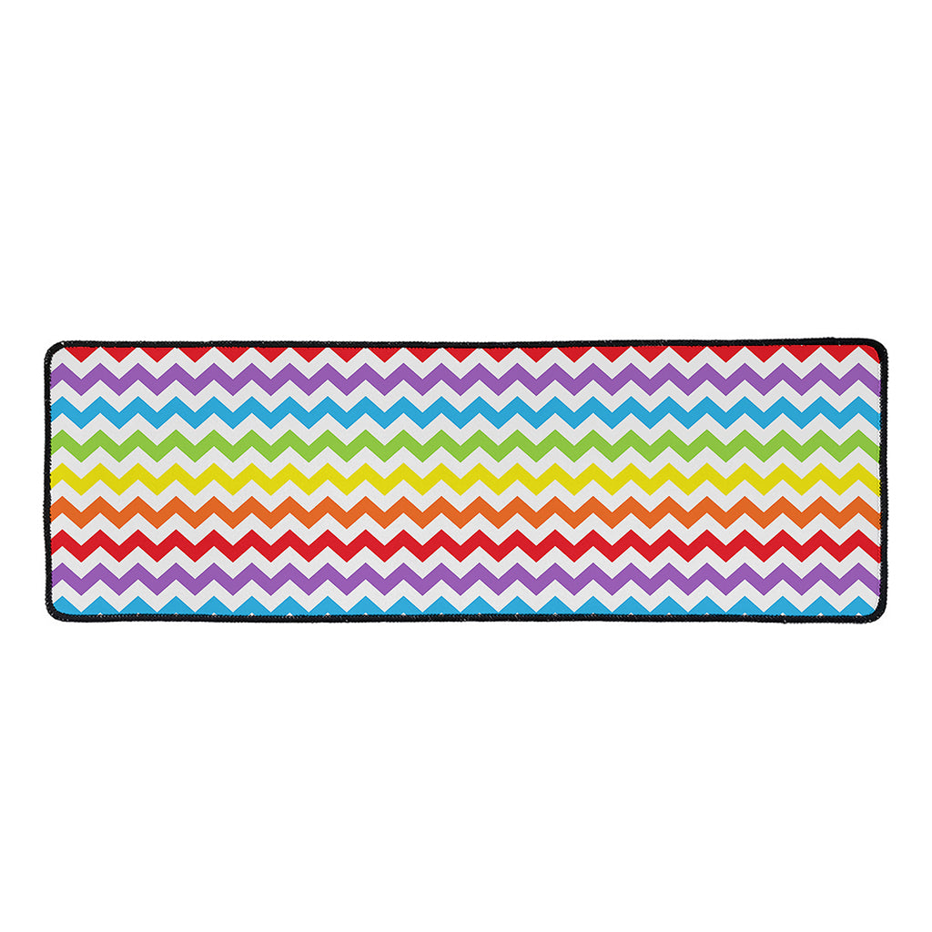 Rainbow Chevron Pattern Print Long Kitchen Mat