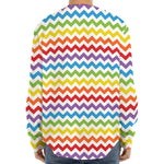 Rainbow Chevron Pattern Print Long Sleeve Baseball Jersey