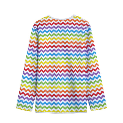 Rainbow Chevron Pattern Print Long Sleeve Short Coat
