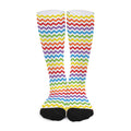 Rainbow Chevron Pattern Print Long Socks