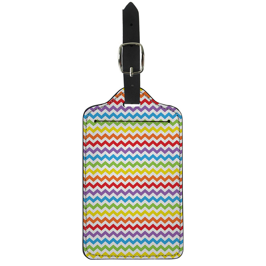 Rainbow Chevron Pattern Print Luggage Tag