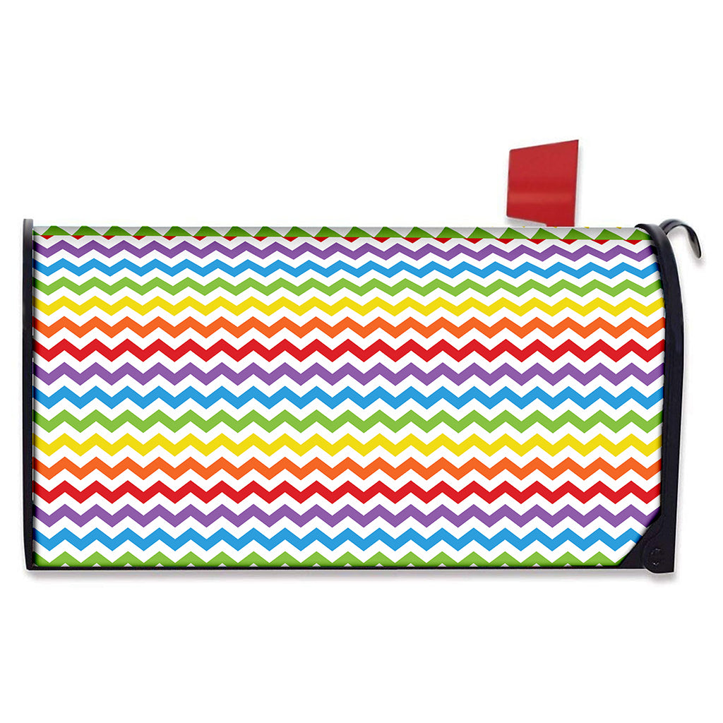 Rainbow Chevron Pattern Print Mailbox Cover