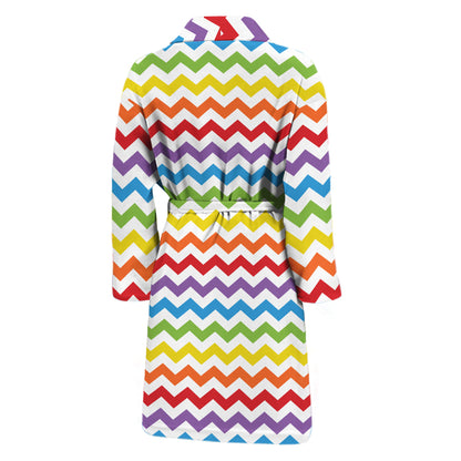 Rainbow Chevron Pattern Print Men's Bathrobe