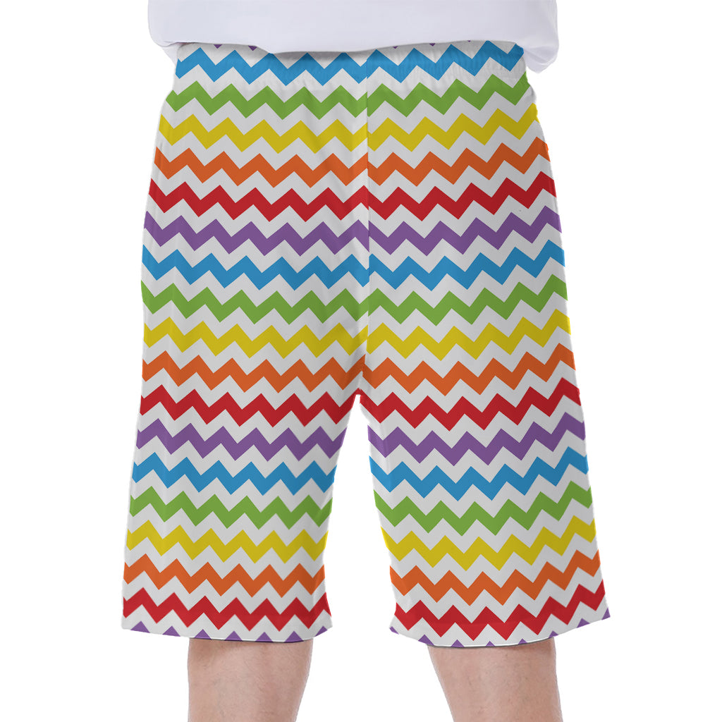 Rainbow Chevron Pattern Print Men's Beach Shorts