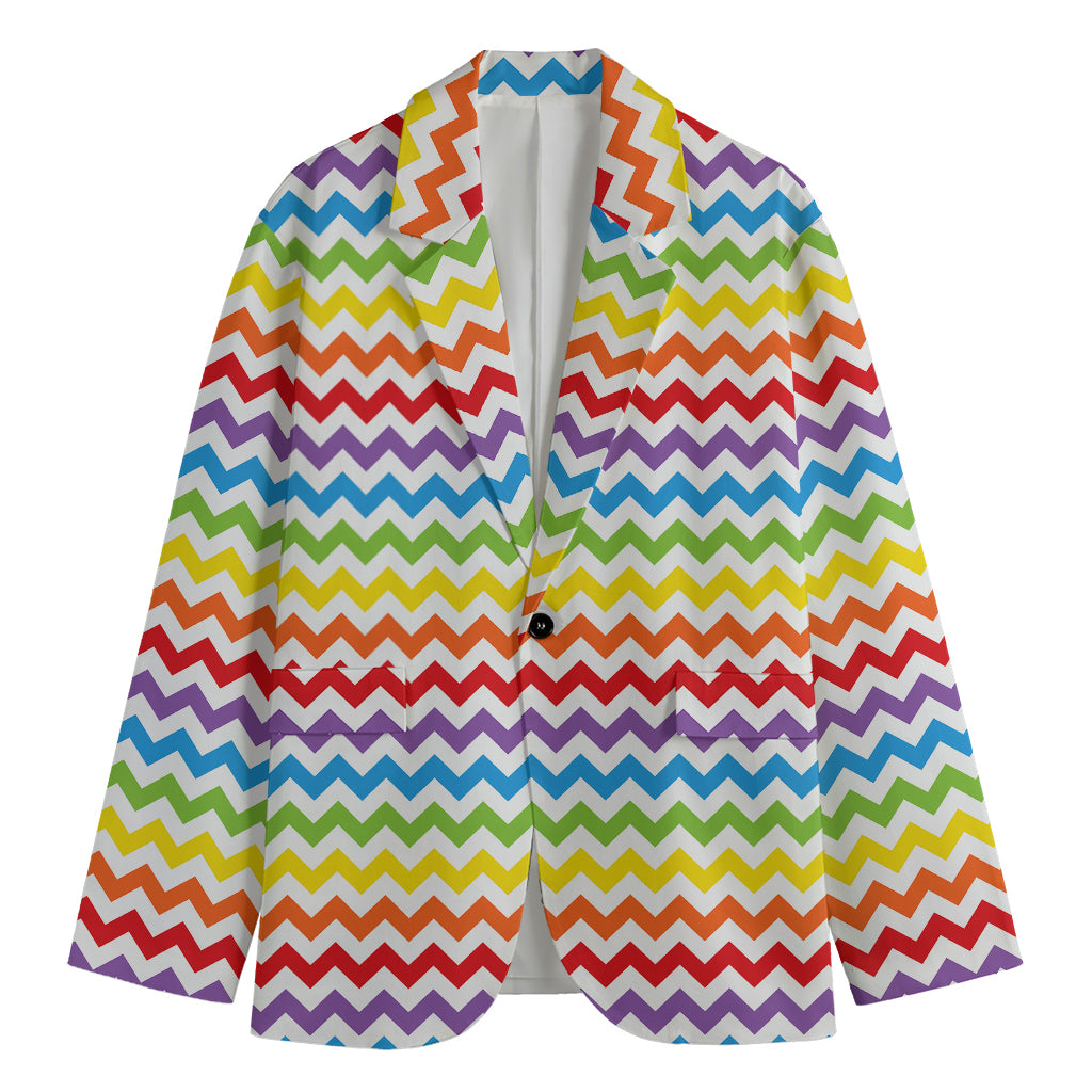 Rainbow Chevron Pattern Print Men's Blazer