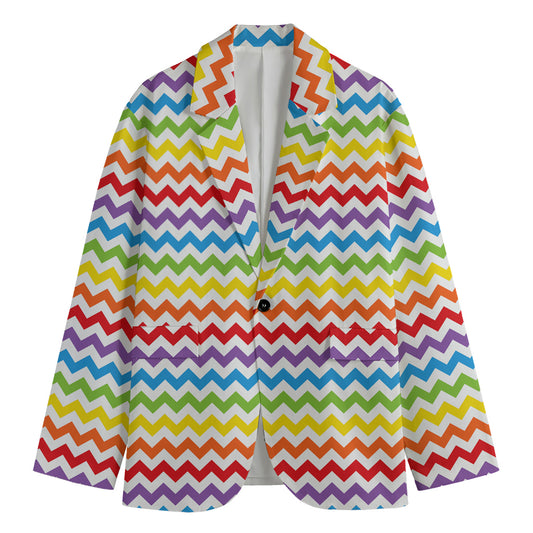 Rainbow Chevron Pattern Print Men's Blazer