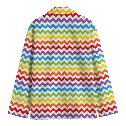 Rainbow Chevron Pattern Print Men's Blazer