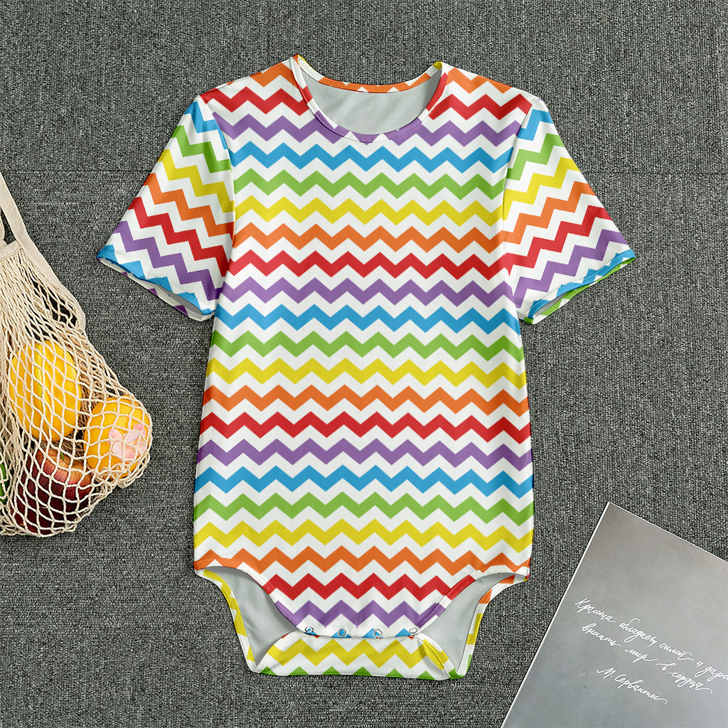 Rainbow Chevron Pattern Print Men's Bodysuit