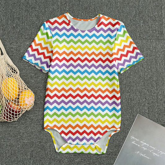 Rainbow Chevron Pattern Print Men's Bodysuit