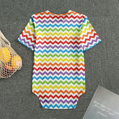 Rainbow Chevron Pattern Print Men's Bodysuit