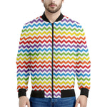 Rainbow Chevron Pattern Print Men's Bomber Jacket
