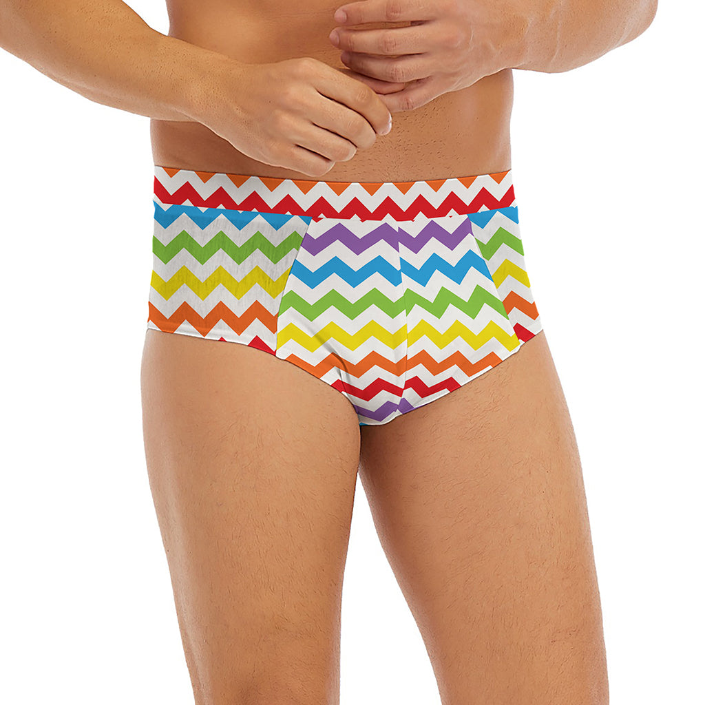 Rainbow Chevron Pattern Print Men's Briefs