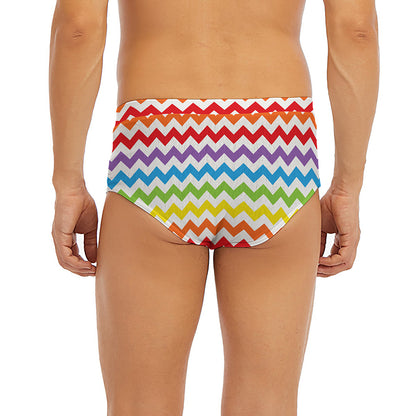 Rainbow Chevron Pattern Print Men's Briefs