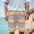 Rainbow Chevron Pattern Print Men's Cargo Shorts