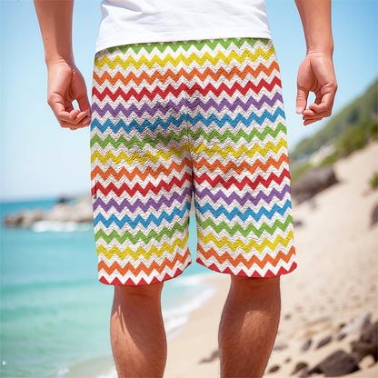 Rainbow Chevron Pattern Print Men's Cargo Shorts