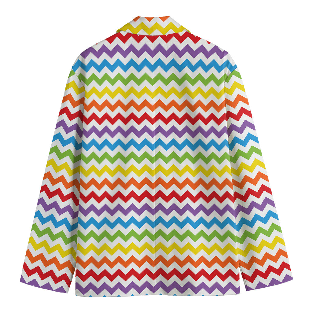 Rainbow Chevron Pattern Print Men's Cotton Blazer