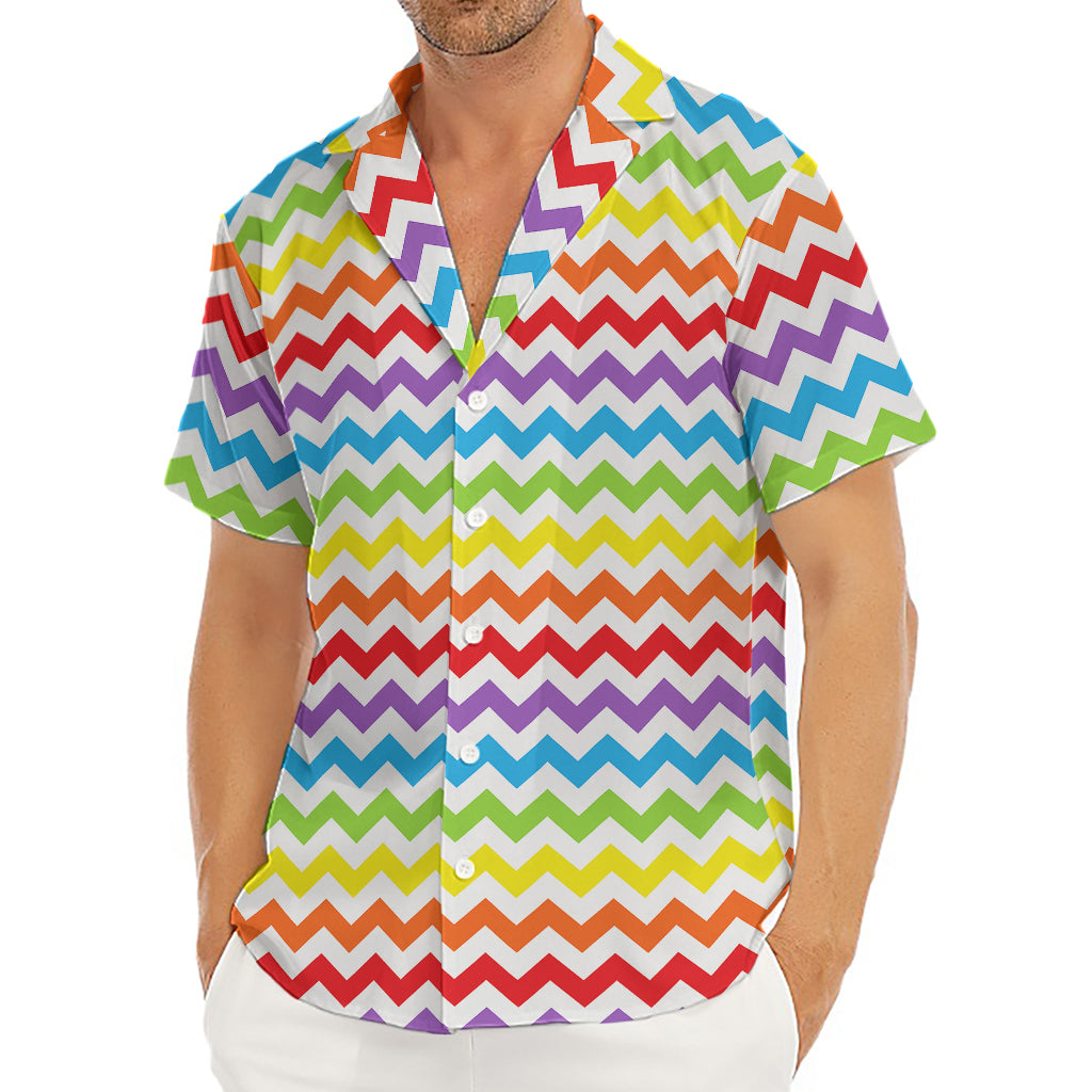 Rainbow Chevron Pattern Print Men's Deep V-Neck Shirt