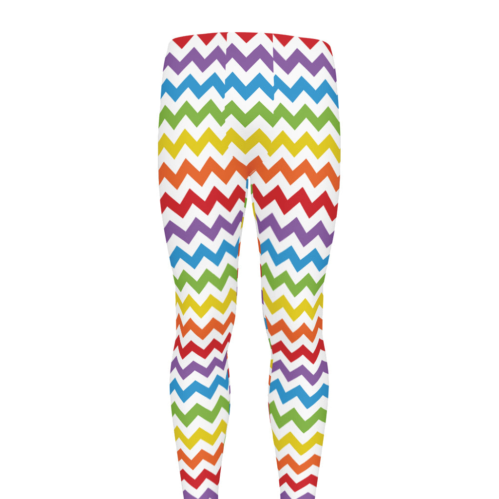 Rainbow Chevron Pattern Print Men's leggings