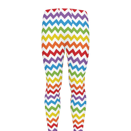 Rainbow Chevron Pattern Print Men's leggings