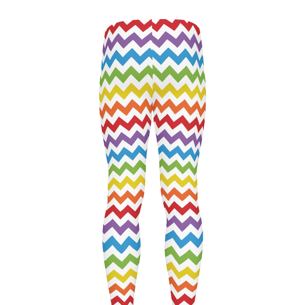 Rainbow Chevron Pattern Print Men's leggings