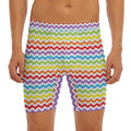Rainbow Chevron Pattern Print Men's Long Boxer Briefs