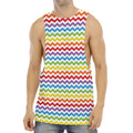 Rainbow Chevron Pattern Print Men's Muscle Tank Top