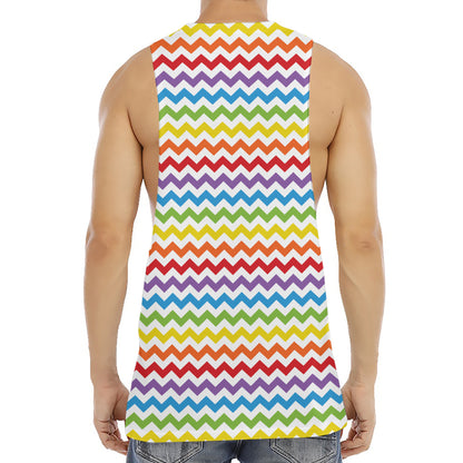 Rainbow Chevron Pattern Print Men's Muscle Tank Top