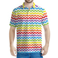 Rainbow Chevron Pattern Print Men's Polo Shirt