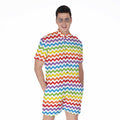 Rainbow Chevron Pattern Print Men's Romper