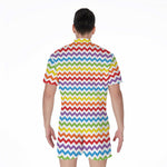 Rainbow Chevron Pattern Print Men's Rompers