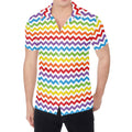 Rainbow Chevron Pattern Print Men's Shirt