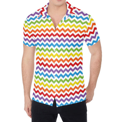 Rainbow Chevron Pattern Print Men's Shirt