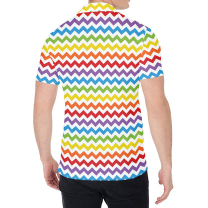 Rainbow Chevron Pattern Print Men's Shirt