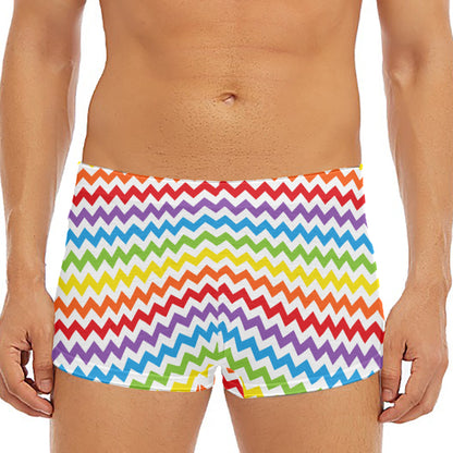 Rainbow Chevron Pattern Print Men's Short Boxer Briefs