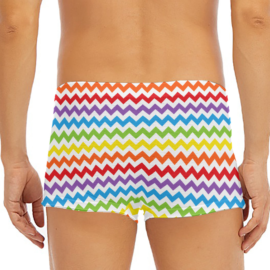 Rainbow Chevron Pattern Print Men's Short Boxer Briefs