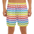 Rainbow Chevron Pattern Print Men's Split Running Shorts