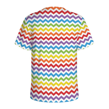 Rainbow Chevron Pattern Print Men's Sports T-Shirt