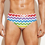 Rainbow Chevron Pattern Print Men's Swim Briefs