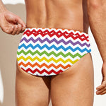 Rainbow Chevron Pattern Print Men's Swim Briefs